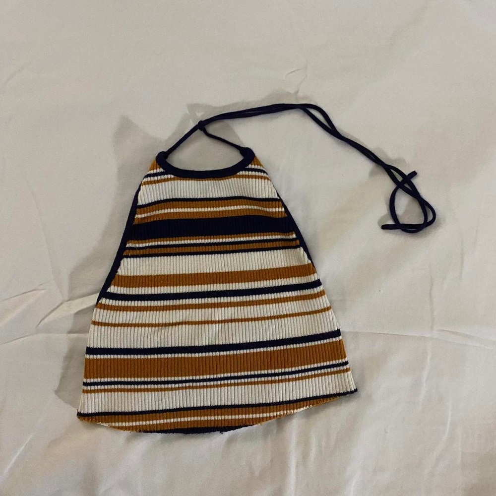 [Size: XS] LA Hearts Striped Halter Top
